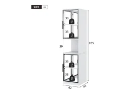 Vitrina|Merax Vitrine alta - 42 x 44 x 205 cm - com LEDs + porta de vidro + painel traseiro espelhado - aglomerado - branca Branco