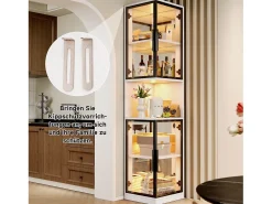 Vitrina|Merax Vitrine alta - 42 x 44 x 205 cm - com LEDs + porta de vidro + painel traseiro espelhado - aglomerado - branca Branco