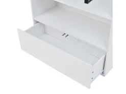 Vitrina|Hauss Spole Vitrine alta branca de 80x34x180 cm com gaveta, portas de vidro e iluminação LED. Branco