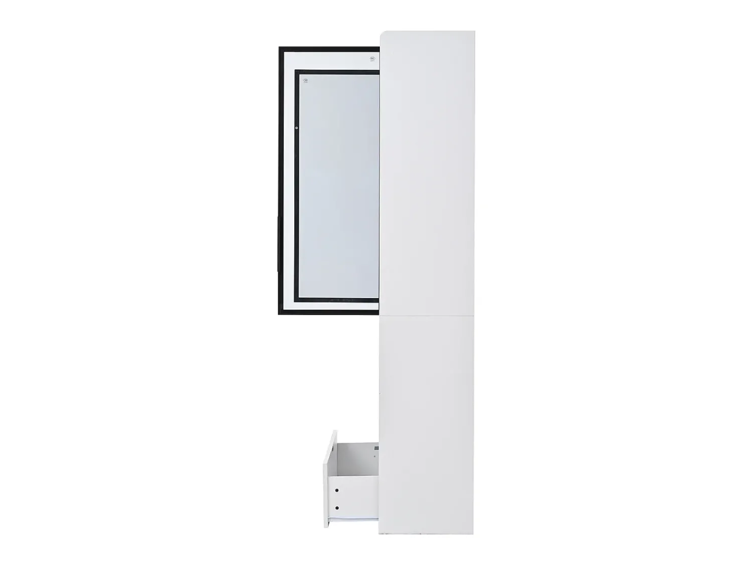 Vitrina|Hauss Spole Vitrine alta branca de 80x34x180 cm com gaveta, portas de vidro e iluminação LED. Branco