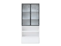 Vitrina|Hauss Spole Vitrine alta branca de 80x34x180 cm com gaveta, portas de vidro e iluminação LED. Branco