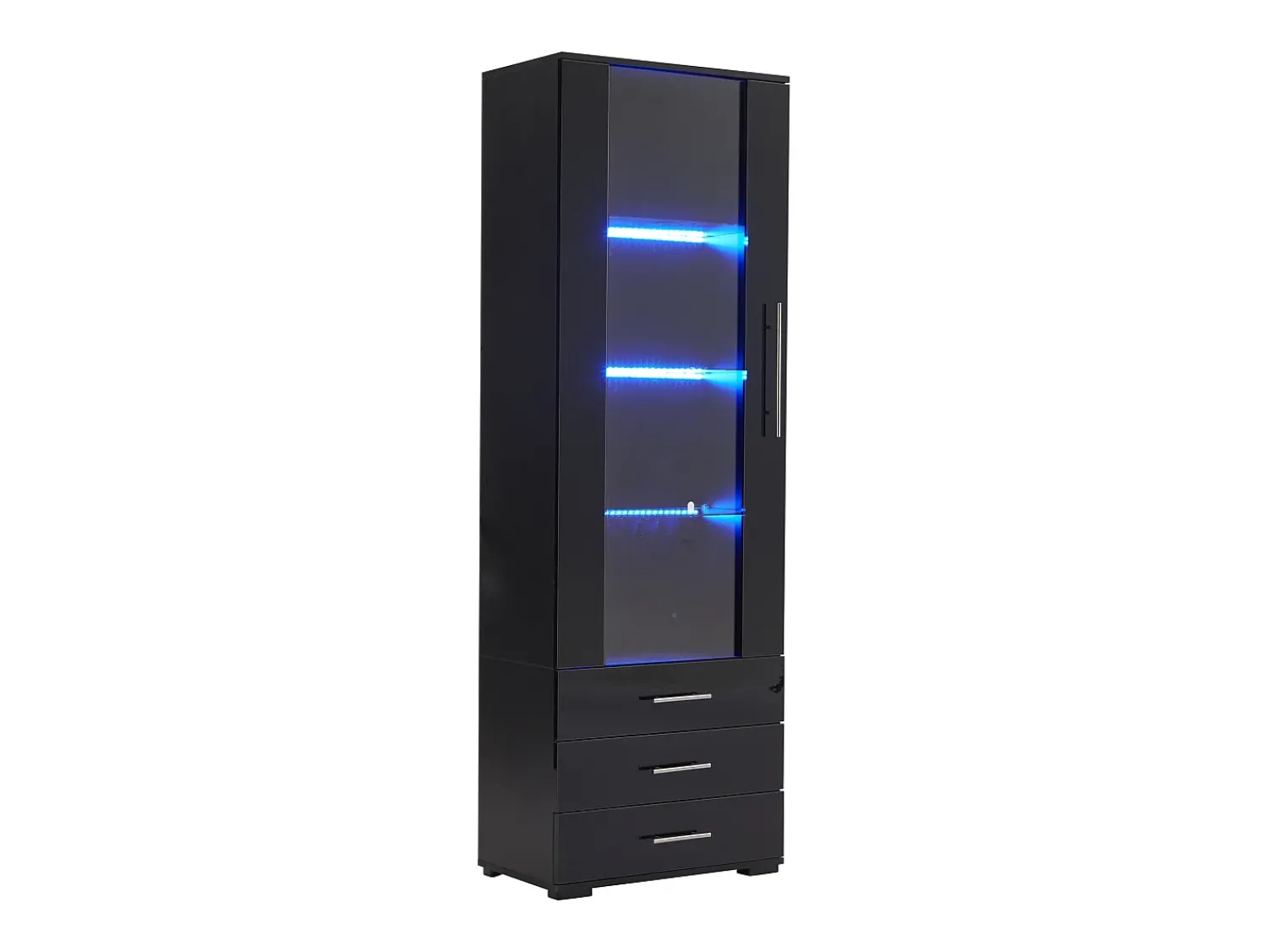 Hauss Spole Vitrine alta com 3 gavetas e 1 porta em acrílico, estrutura em MDF lacado , LED incluído - 60x35x180cm^ Vitrina