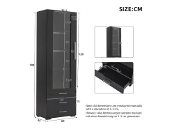 Hauss Spole Vitrine alta com 3 gavetas e 1 porta em acrílico, estrutura em MDF lacado , LED incluído - 60x35x180cm^ Vitrina