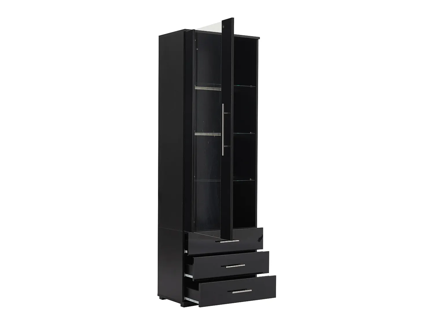 Hauss Spole Vitrine alta com 3 gavetas e 1 porta em acrílico, estrutura em MDF lacado , LED incluído - 60x35x180cm^ Vitrina