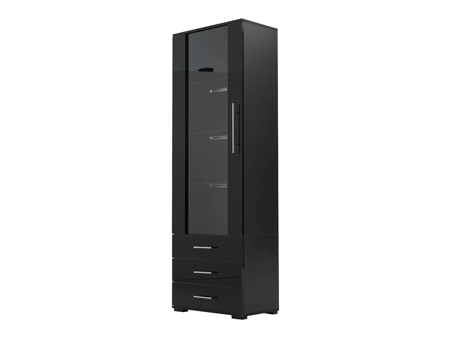 Hauss Spole Vitrine alta com 3 gavetas e 1 porta em acrílico, estrutura em MDF lacado , LED incluído - 60x35x180cm^ Vitrina