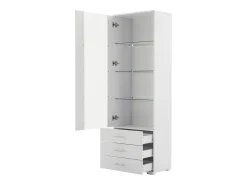 Vitrina*Hauss Spole Vitrine alta com 3 gavetas e 1 porta, estrutura em MDF lacado , LED incluído - 60x35x180cm Branco