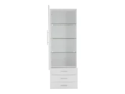 Vitrina*Hauss Spole Vitrine alta com 3 gavetas e 1 porta, estrutura em MDF lacado , LED incluído - 60x35x180cm Branco