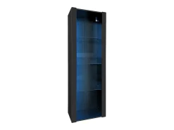 Discount Hauss Spole Vitrine alta com 3 prateleiras de vidro, corpo em MDF lacado , LED incluído - 55x38x166cm Preto