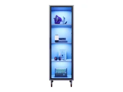 Vitrina|Merax Vitrine alta de vidro - 40 x 40 x 170 cm - com portas + LEDs + prateleiras - aglomerado - branca Branco