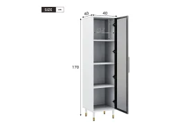 Vitrina|Merax Vitrine alta de vidro - 40 x 40 x 170 cm - com portas + LEDs + prateleiras - aglomerado - branca Branco