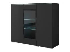 Sale Vitrine alta moderna 120 cm para sala 3 portas grafite mate Preto