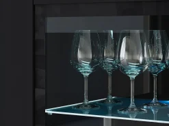 Sale Vitrine alta moderna 120 cm para sala 3 portas grafite mate Preto