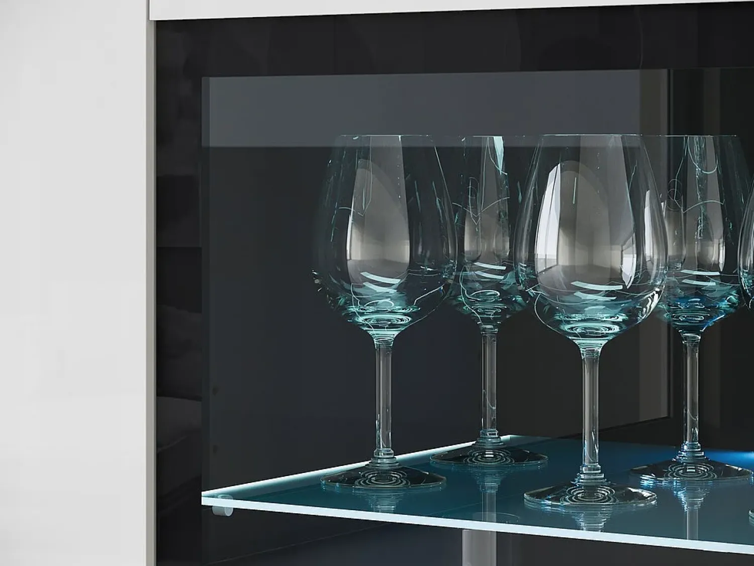 Vitrina| Vitrine alta moderna 120 cm para sala 3 portas corpo matera mate e frentes branco brilho Cinza antracite / Branco