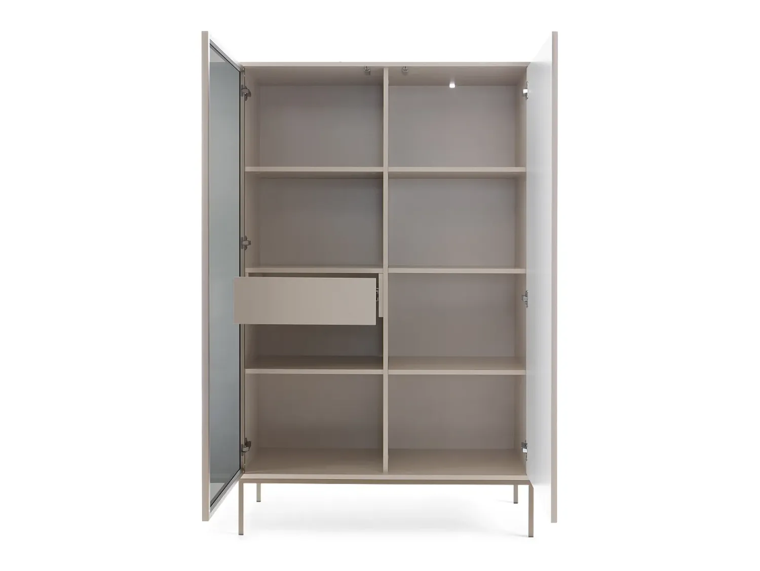 Vitrina| Vitrine alta moderna com frente canelada, 104×166×39 cm, Caxemira / Ouro Castanho