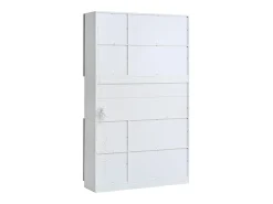 Vitrina|Merax Vitrine alta moderna em vidro - 120 x 34 x 200 cm - com LEDs + 6 portas + prateleira - aglomerado - branca Branco