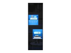 ModernLuxe Vitrine alto brilho 55x38x170 cm - 1 gaveta e 4 portas - com iluminação LED - Preto