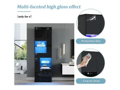 ModernLuxe Vitrine alto brilho 55x38x170 cm - 1 gaveta e 4 portas - com iluminação LED - Preto