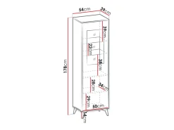 Vitrine AMBIHOME JESS - /Carvalho, C54xP39xA178cm^ Vitrina