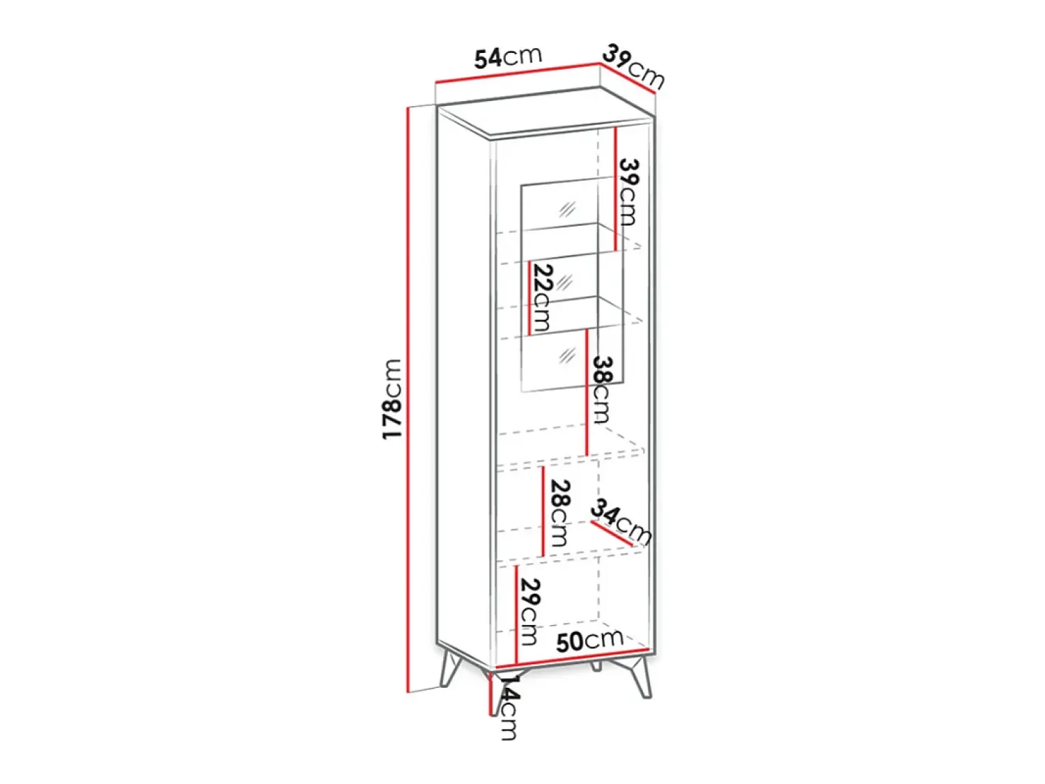Vitrine AMBIHOME JESS - /Carvalho, C54xP39xA178cm^ Vitrina