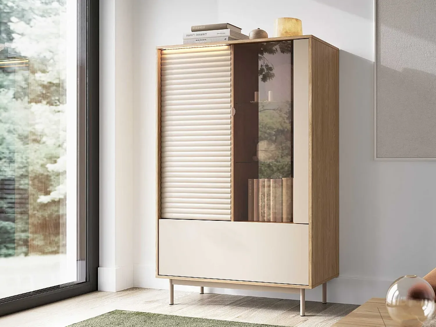 Outlet Vitrine AMBIHOME LILLA - Caxemira, C100xA152xP40cm Bege