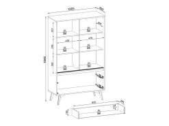 Vitrine AMBIHOME SIDEWAY - /Carvalho, C100xA165xP39cm^ Vitrina