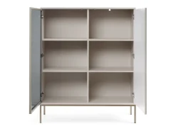 Best Vitrine baixa moderna com frente canelada, 104×126×39 cm, Caxemira / Ouro Castanho