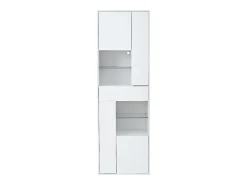 Hauss Spole Vitrine branca com 1 gaveta, 4 portas e iluminação LED, prateleiras em vidro, 55x38x170 cm^ Vitrina