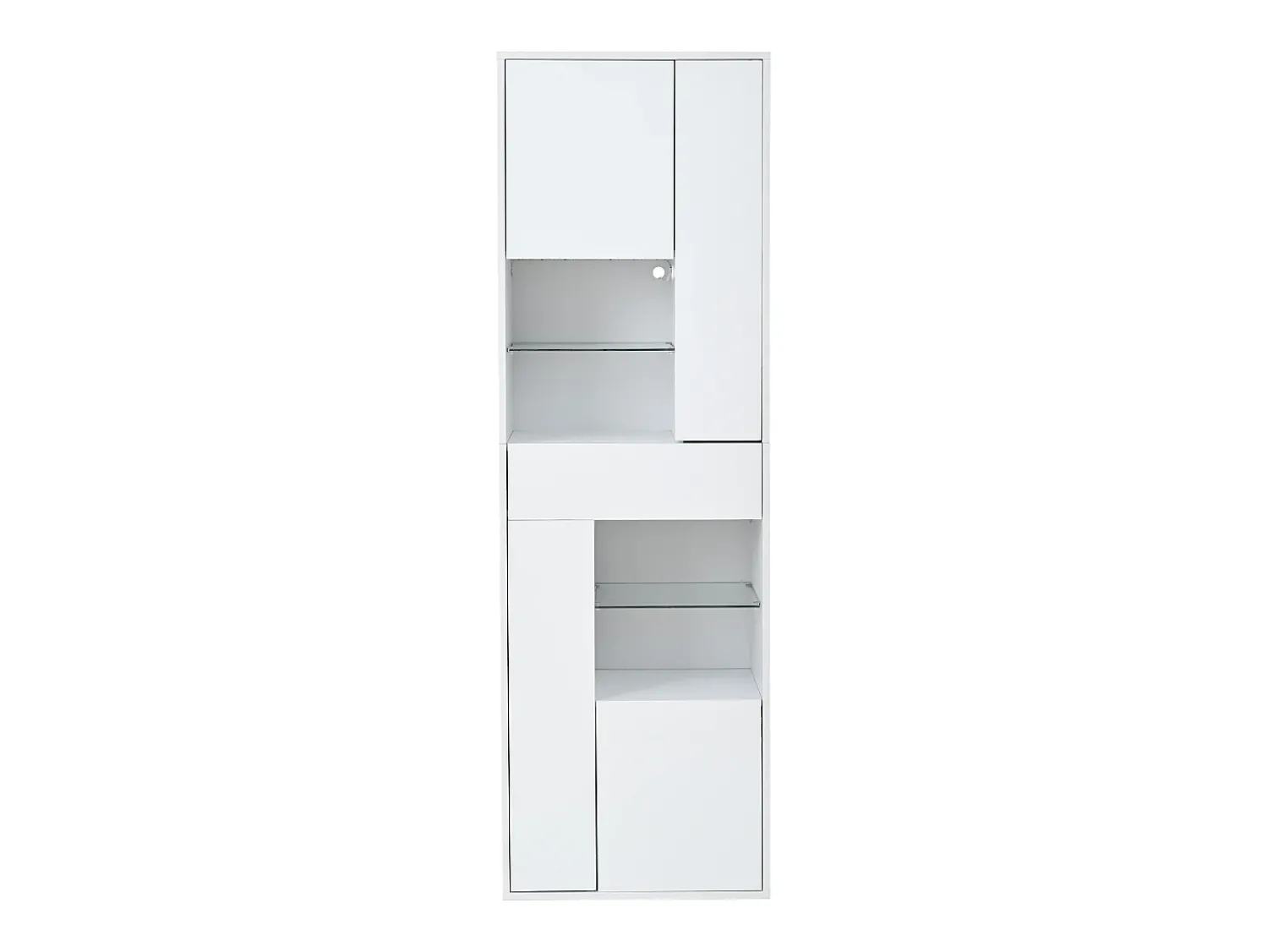 Hauss Spole Vitrine branca com 1 gaveta, 4 portas e iluminação LED, prateleiras em vidro, 55x38x170 cm^ Vitrina