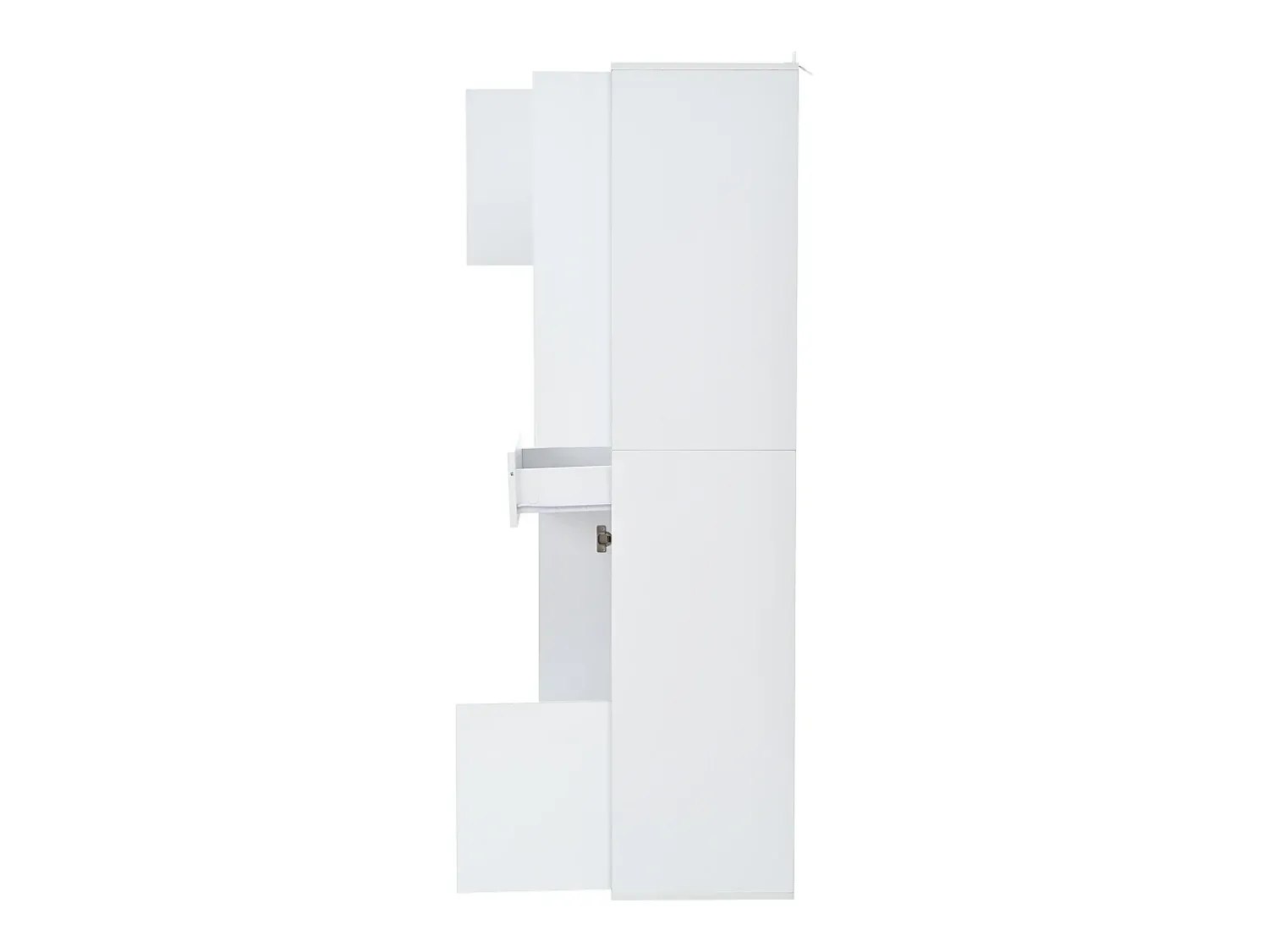 Hauss Spole Vitrine branca com 1 gaveta, 4 portas e iluminação LED, prateleiras em vidro, 55x38x170 cm^ Vitrina