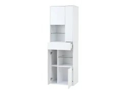 Hauss Spole Vitrine branca com 1 gaveta, 4 portas e iluminação LED, prateleiras em vidro, 55x38x170 cm^ Vitrina