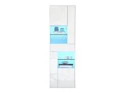 Hauss Spole Vitrine branca com 1 gaveta, 4 portas e iluminação LED, prateleiras em vidro, 55x38x170 cm^ Vitrina
