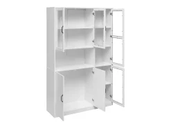 Best Hauss Spole Vitrine branca com 2 portas, 4 portas de vidro e luzes LED, puxadores pretos Branco