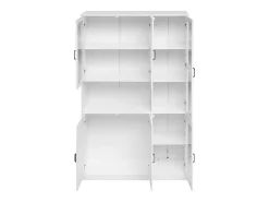 Best Hauss Spole Vitrine branca com 2 portas, 4 portas de vidro e luzes LED, puxadores pretos Branco