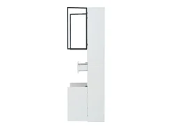 Hauss Spole Vitrine branca com 2 portas, 2 portas de vidro, gaveta e luzes LED, aglomerado Branco