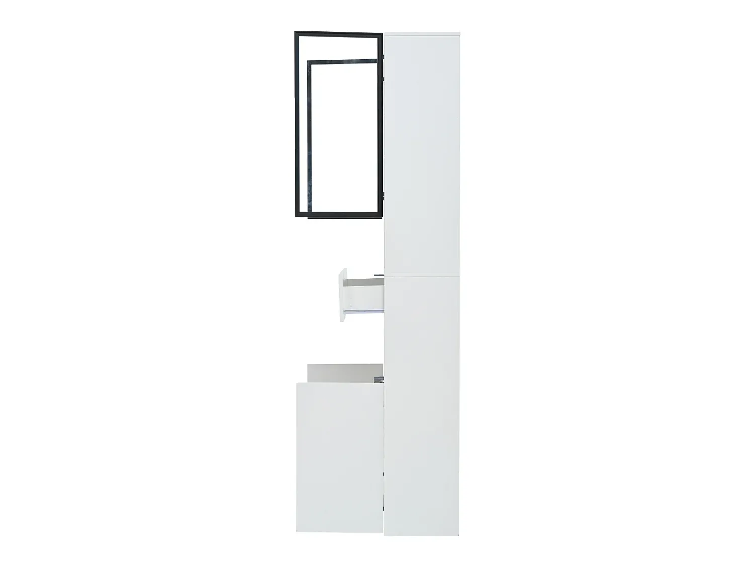 Hauss Spole Vitrine branca com 2 portas, 2 portas de vidro, gaveta e luzes LED, aglomerado Branco