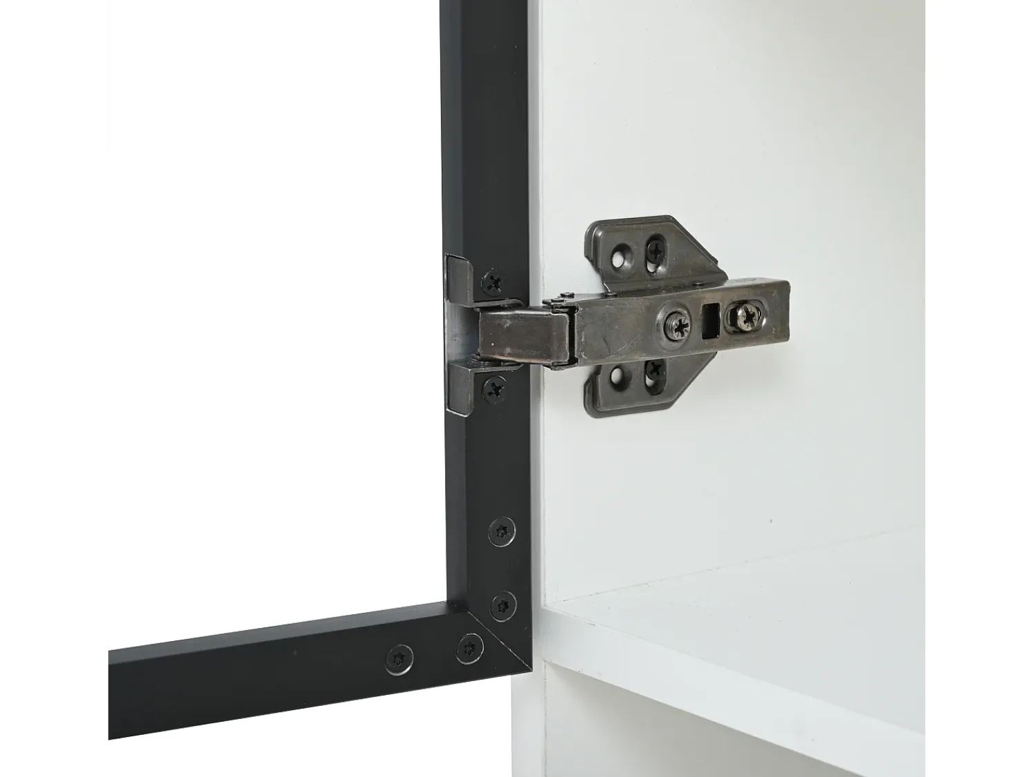 Vitrina* Vitrine branca com iluminação LED - Vitrine com 2 portas de vidro e 2 portas de madeira - 1 gaveta e espaço de arrumação aberto Branco