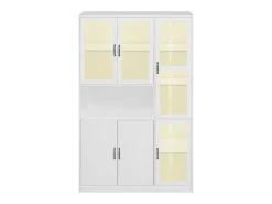Vitrina| Vitrine branca com iluminação LED e portas para armazenamento em sala de estar/quarto. Branco