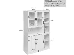 Vitrina| Vitrine branca com iluminação LED e portas para armazenamento em sala de estar/quarto. Branco