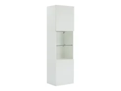 Vitrina*Hauss Spole Vitrine branca de alto brilho com 2 portas e 1 prateleira de vidro, LED incluído - 45x35x160cm Branco