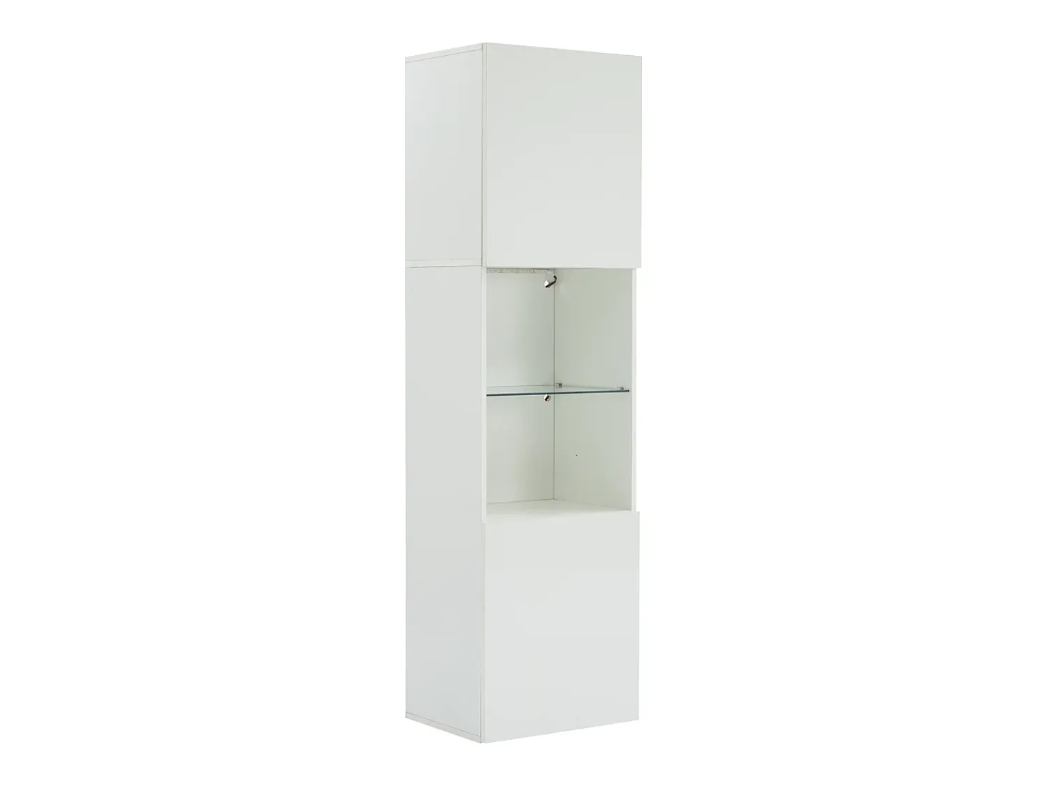 Vitrina*Hauss Spole Vitrine branca de alto brilho com 2 portas e 1 prateleira de vidro, LED incluído - 45x35x160cm Branco