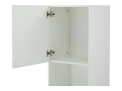 Vitrina*Hauss Spole Vitrine branca de alto brilho com 2 portas e 1 prateleira de vidro, LED incluído - 45x35x160cm Branco