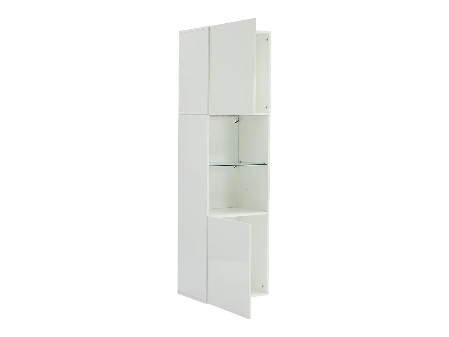 Vitrina*Hauss Spole Vitrine branca de alto brilho com 2 portas e 1 prateleira de vidro, LED incluído - 45x35x160cm Branco
