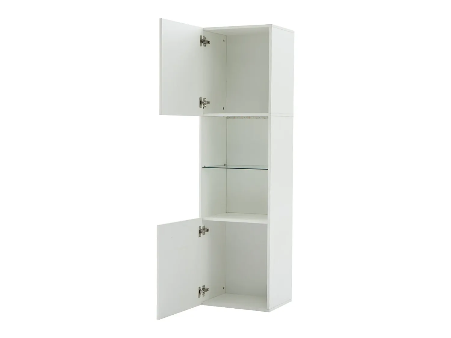 Vitrina*Hauss Spole Vitrine branca de alto brilho com 2 portas e 1 prateleira de vidro, LED incluído - 45x35x160cm Branco