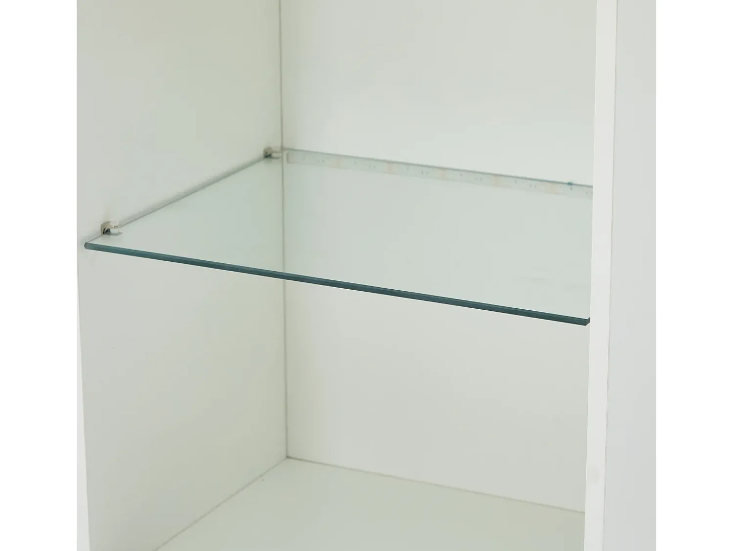 Vitrina*Hauss Spole Vitrine branca de alto brilho com 2 portas e 1 prateleira de vidro, LED incluído - 45x35x160cm Branco