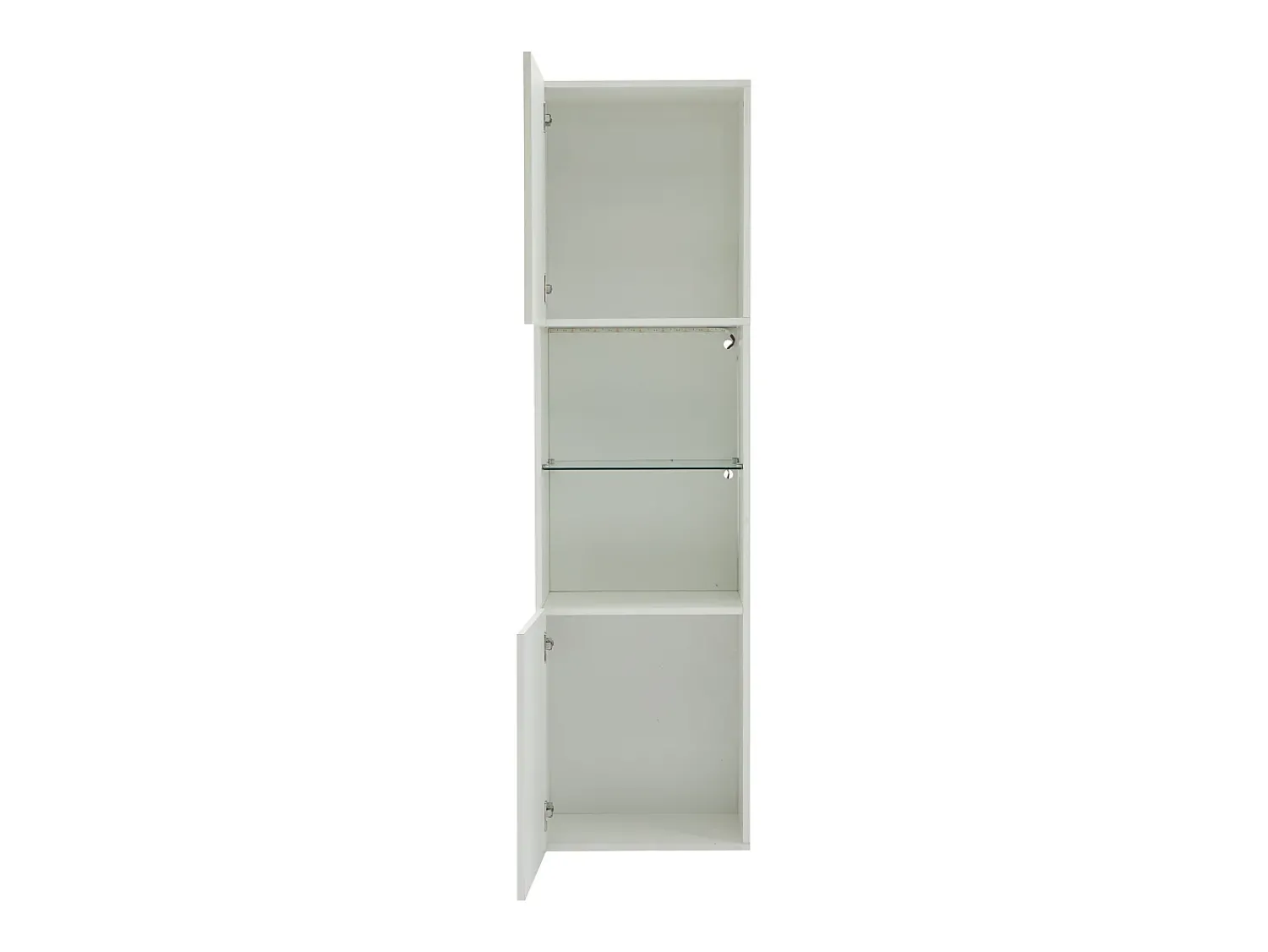Vitrina*Hauss Spole Vitrine branca de alto brilho com 2 portas e 1 prateleira de vidro, LED incluído - 45x35x160cm Branco