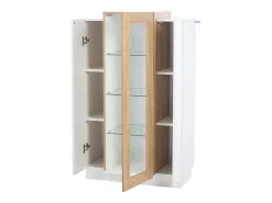 Hauss Spole Vitrine branca 74x40x120cm com 3 portas, sendo 1 de acrílico, prateleiras de vidro, LED incluso Branco