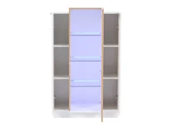 Hauss Spole Vitrine branca 74x40x120cm com 3 portas, sendo 1 de acrílico, prateleiras de vidro, LED incluso Branco