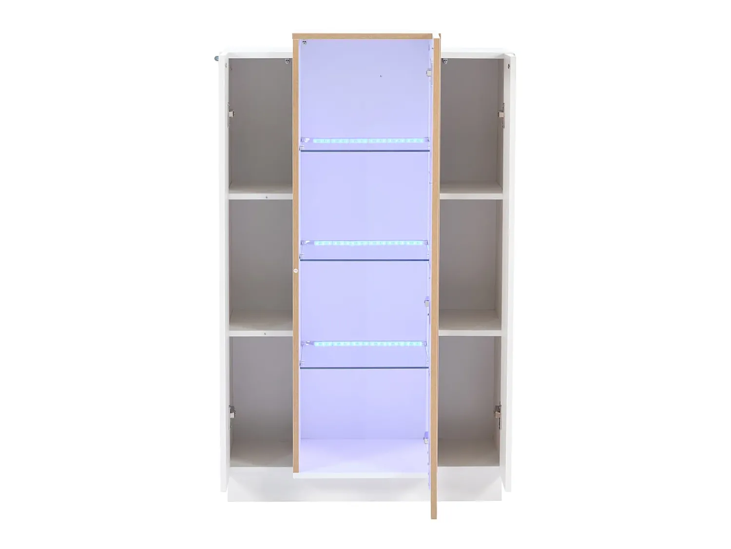 Hauss Spole Vitrine branca 74x40x120cm com 3 portas, sendo 1 de acrílico, prateleiras de vidro, LED incluso Branco