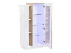 Hauss Spole Vitrine branca 74x40x120cm com 3 portas, sendo 1 de acrílico, prateleiras de vidro, LED incluso Branco