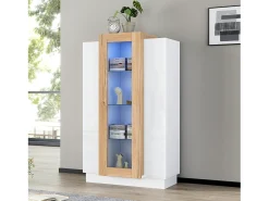 Hauss Spole Vitrine branca 74x40x120cm com 3 portas, sendo 1 de acrílico, prateleiras de vidro, LED incluso Branco